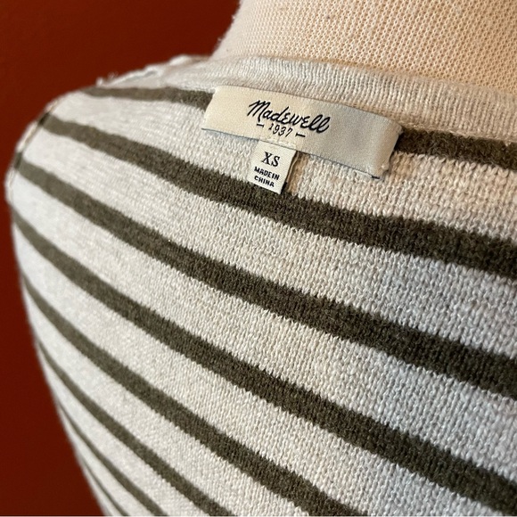 Madewell Women’s Striped Shoulder Zipper Accent Pullover Wool Blend Boxy Sweater - Picture 2 of 5